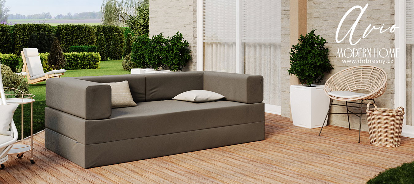 Rozkladacia pohovka AVIO GARDEN TMAVO ŠEDÁ vodeodoná 200x200
