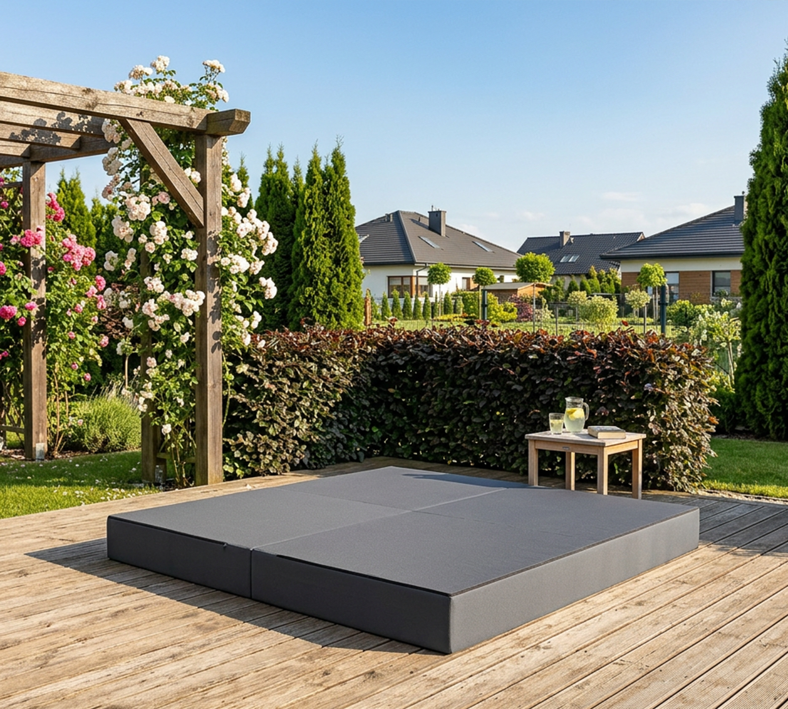 Rozkladacia pohovka AVIO GARDEN TMAVO ŠEDÁ vodeodoná 200x200