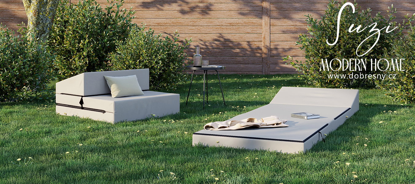 Rozkladacia záhradná pohovka SUZI GARDEN BÉŽOVÁ vodeodolná 70x200 výška 9 cm