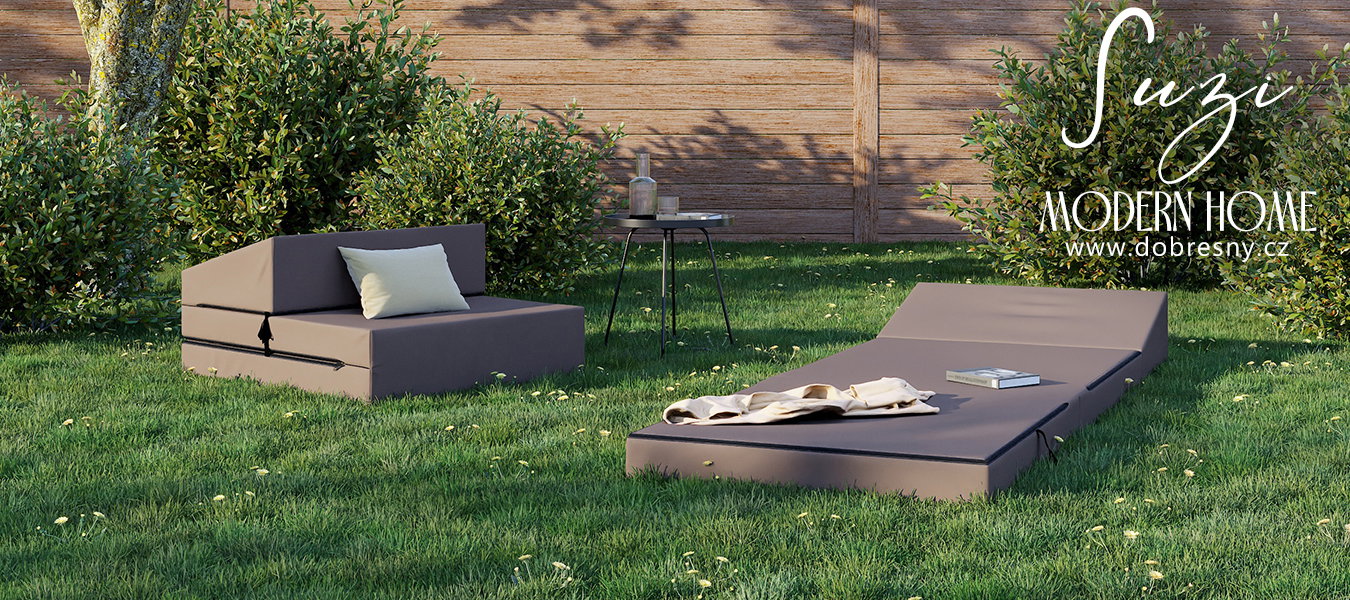 Rozkladacia záhradná pohovka SUZI GARDEN HNEDÁ vodeodolná 70x200 výška 9 cm
