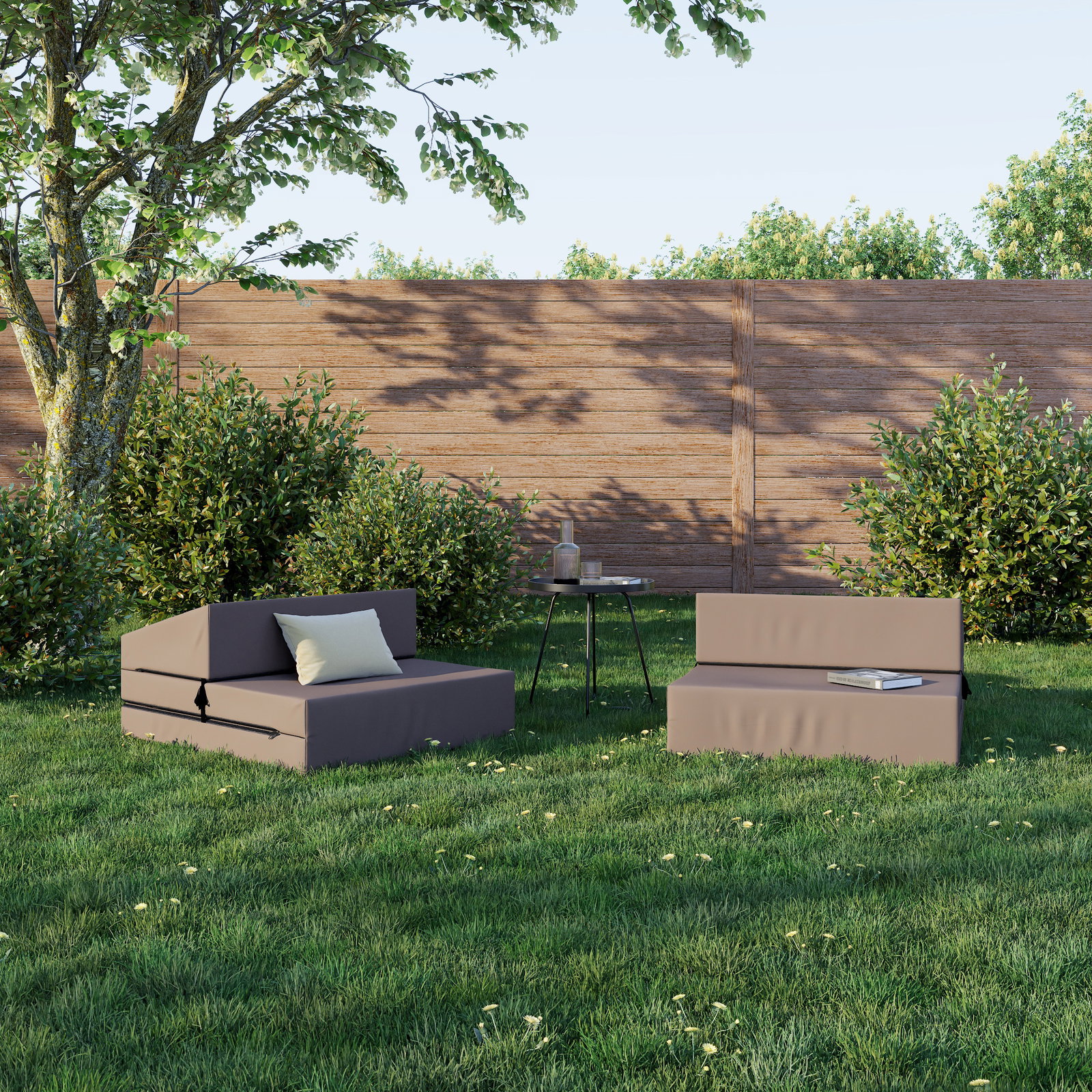 Rozkladacia záhradná pohovka SUZI GARDEN HNEDÁ vodeodolná 70x200 výška 9 cm