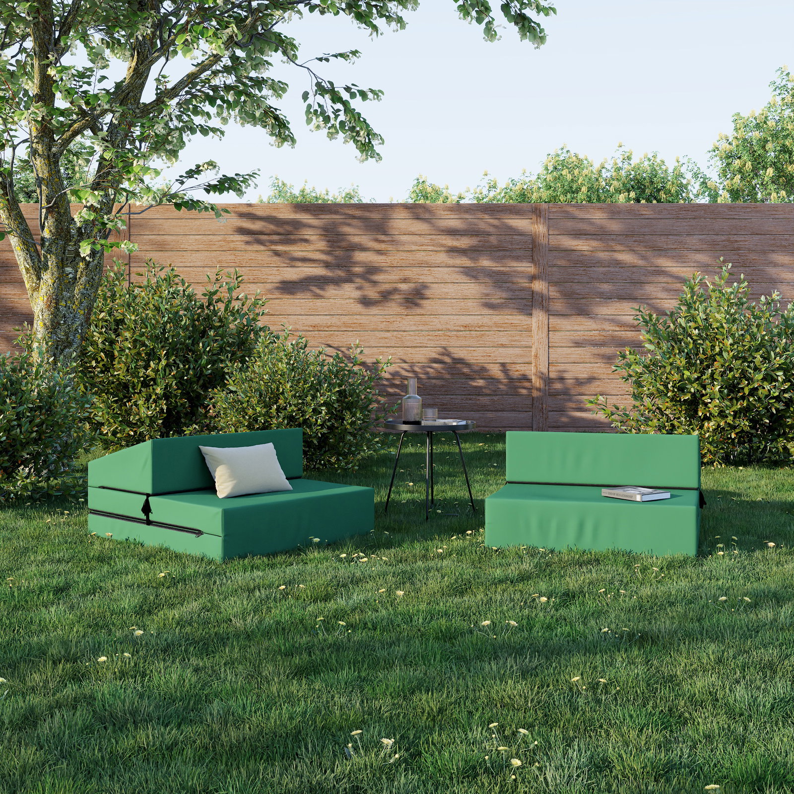 Rozkladacia záhradná pohovka SUZI GARDEN ZELENÁ vodeodolná 70x200 výška 9 cm