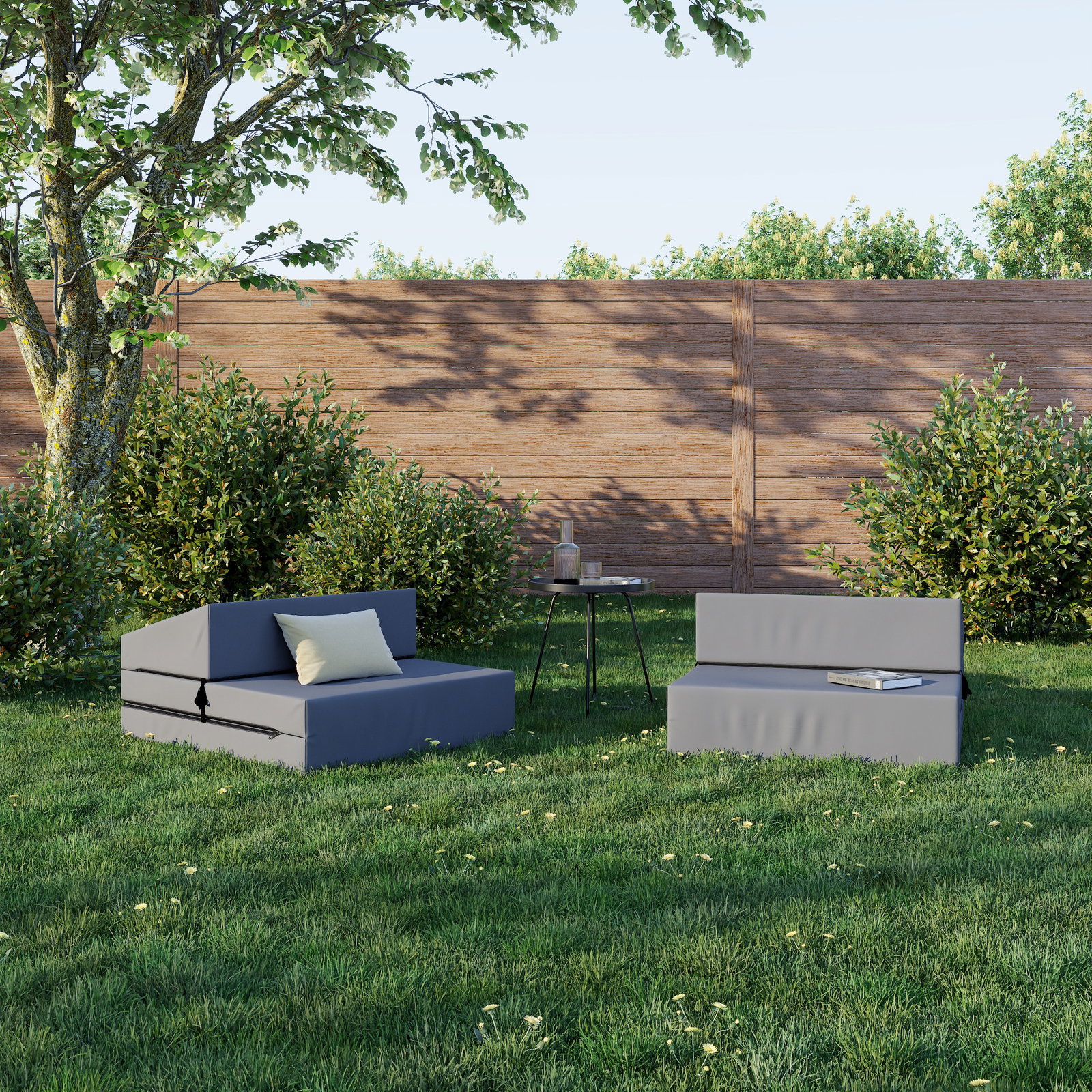 Rozkladacia záhradná pohovka SUZI GARDEN ŠEDÁ vodeodolná 70x200 výška 9 cm