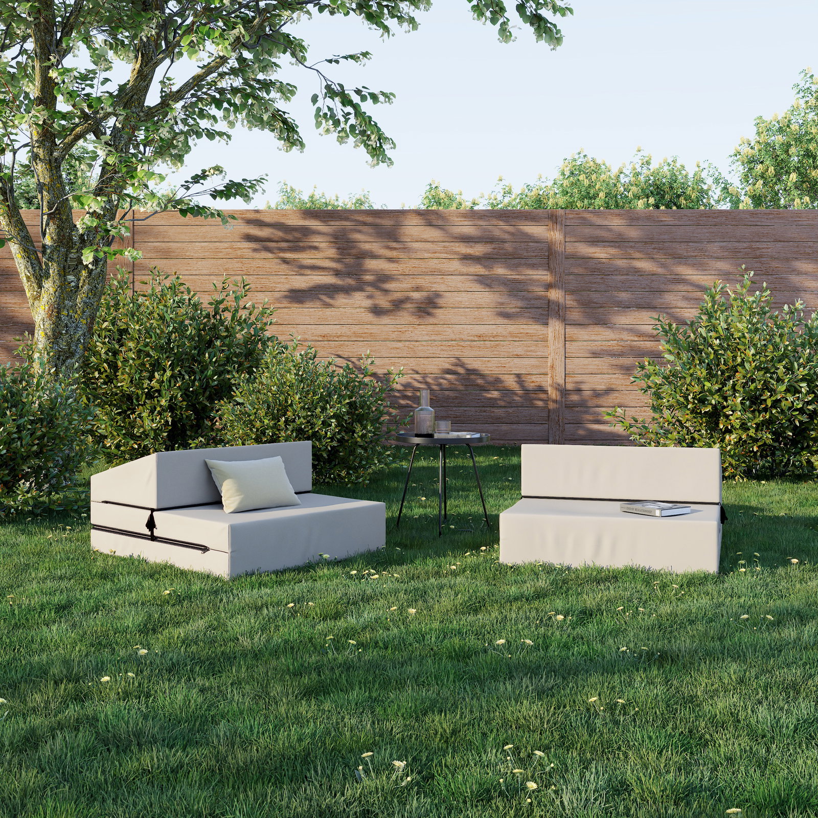 Rozkladacia záhradná pohovka SUZI GARDEN BÉŽOVÁ vodeodolná 70x200 výška 14 cm