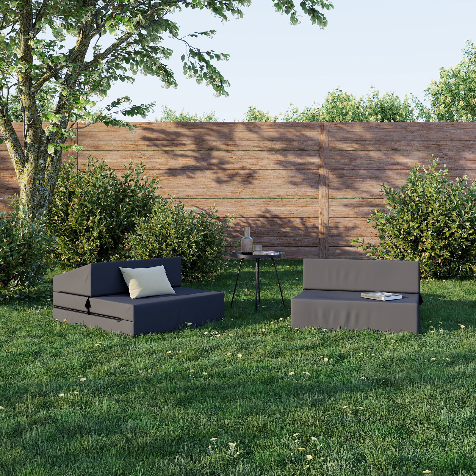Rozkladacia záhradná pohovka SUZI GARDEN ČIERNA vodeodolná 70x200 výška 14 cm