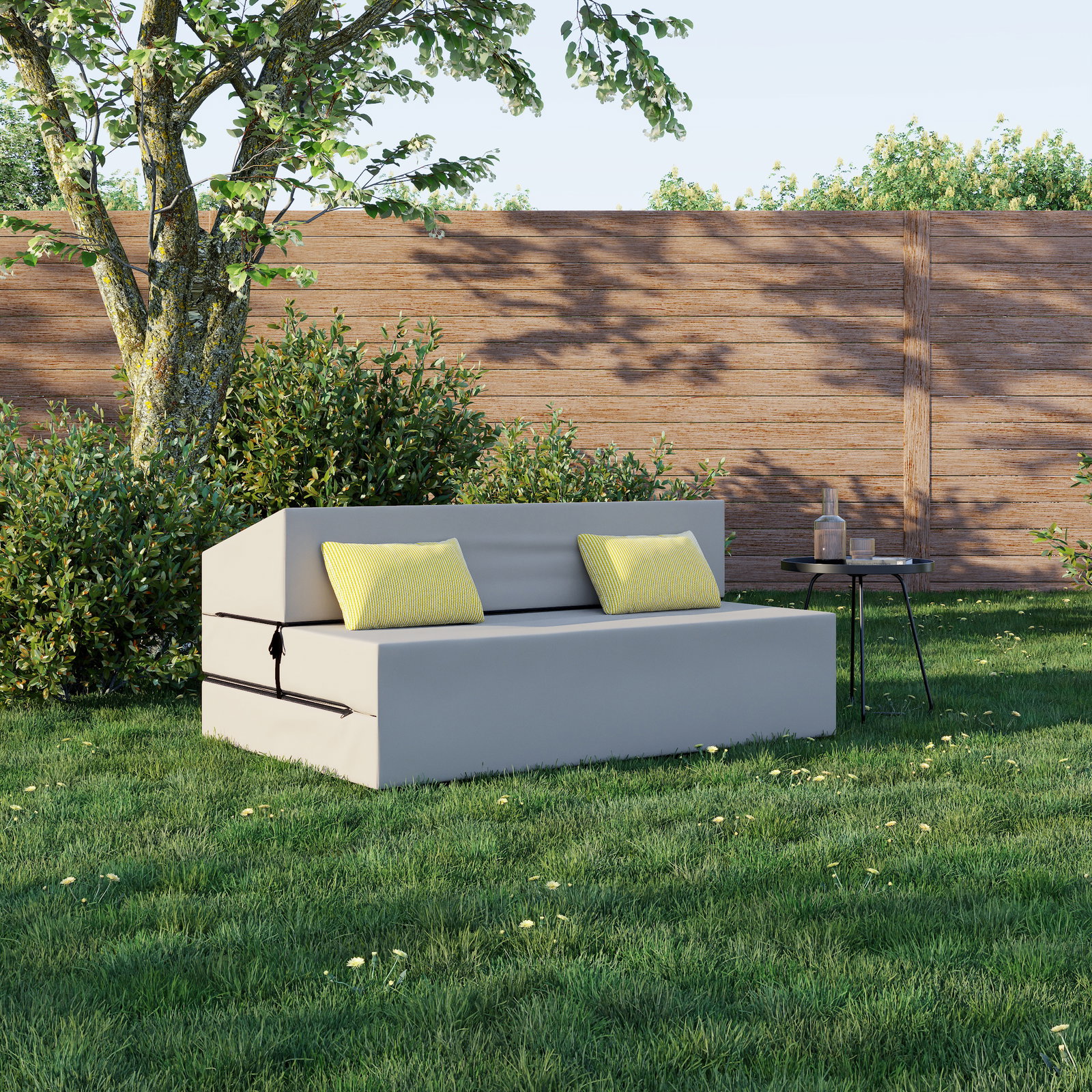 Rozkladacia záhradná pohovka SUZI GARDEN BÉŽOVÁ vodeodolná 120x200 výška 14 cm