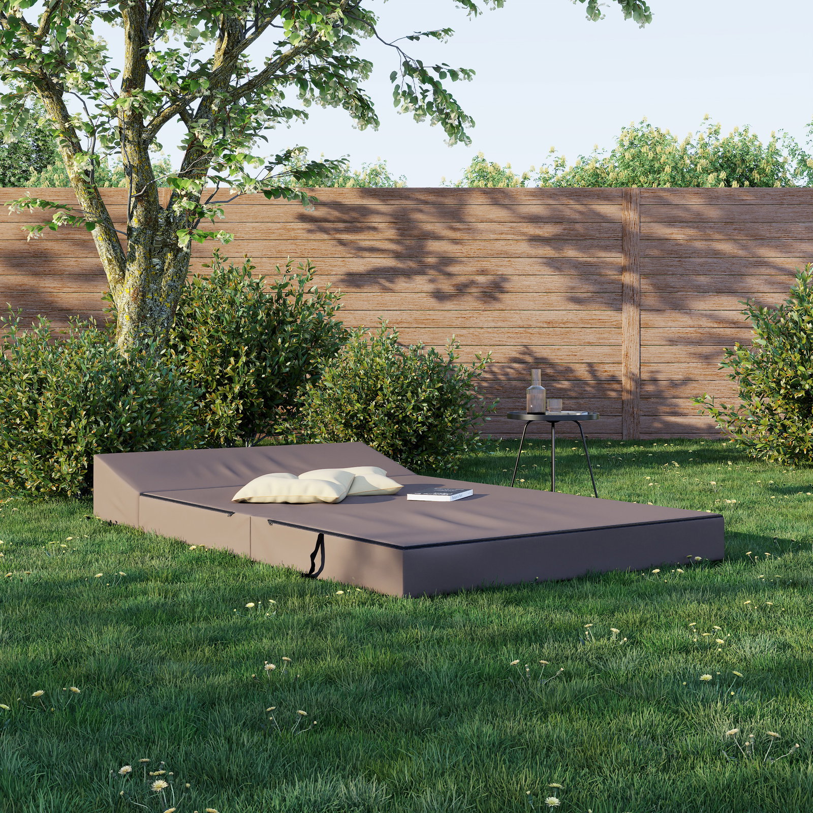 Rozkladacia záhradná pohovka SUZI GARDEN HNEDÁ vodeodolná 120x200 výška 14 cm