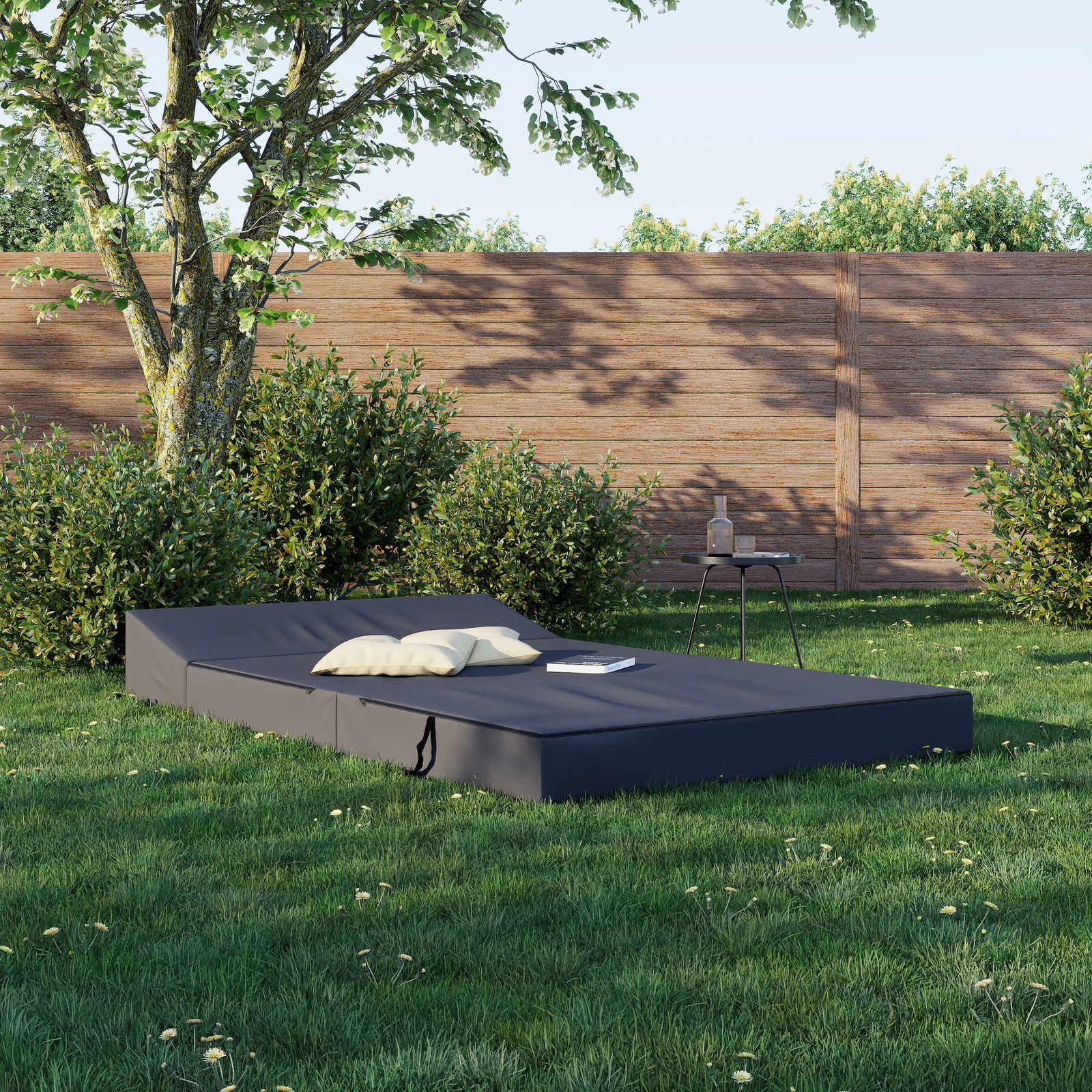 Rozkladacia záhradná pohovka SUZI GARDEN ČIERNA vodeodolná 120x200 výška 14 cm