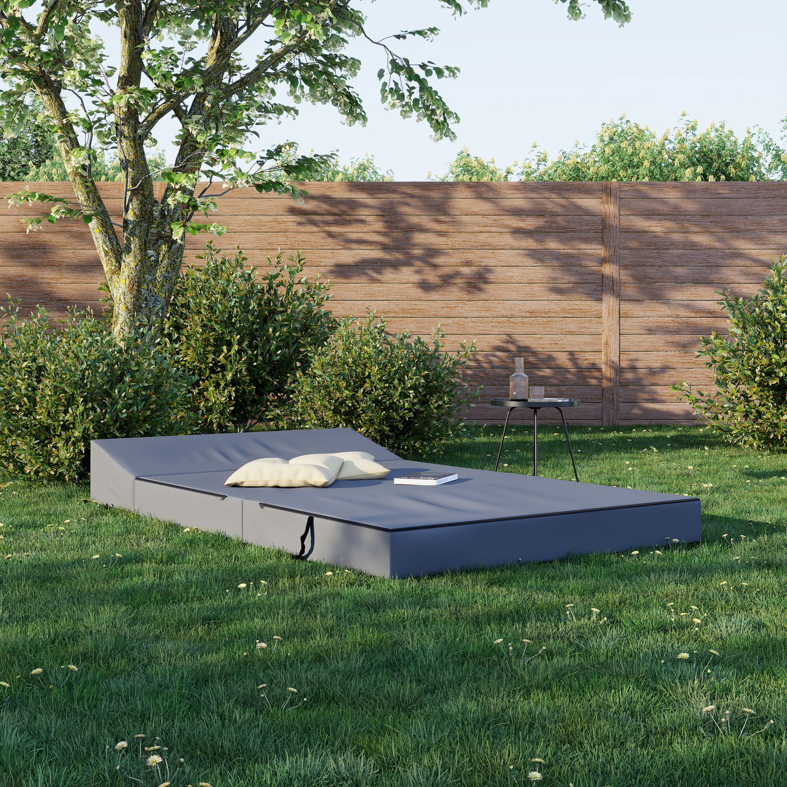 Rozkladacia záhradná pohovka SUZI GARDEN ŠEDÁ vodeodolná 120x200 výška 14 cm