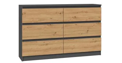 Komoda MALWA M6 120cm ŠEDÁ / ARTISAN matná