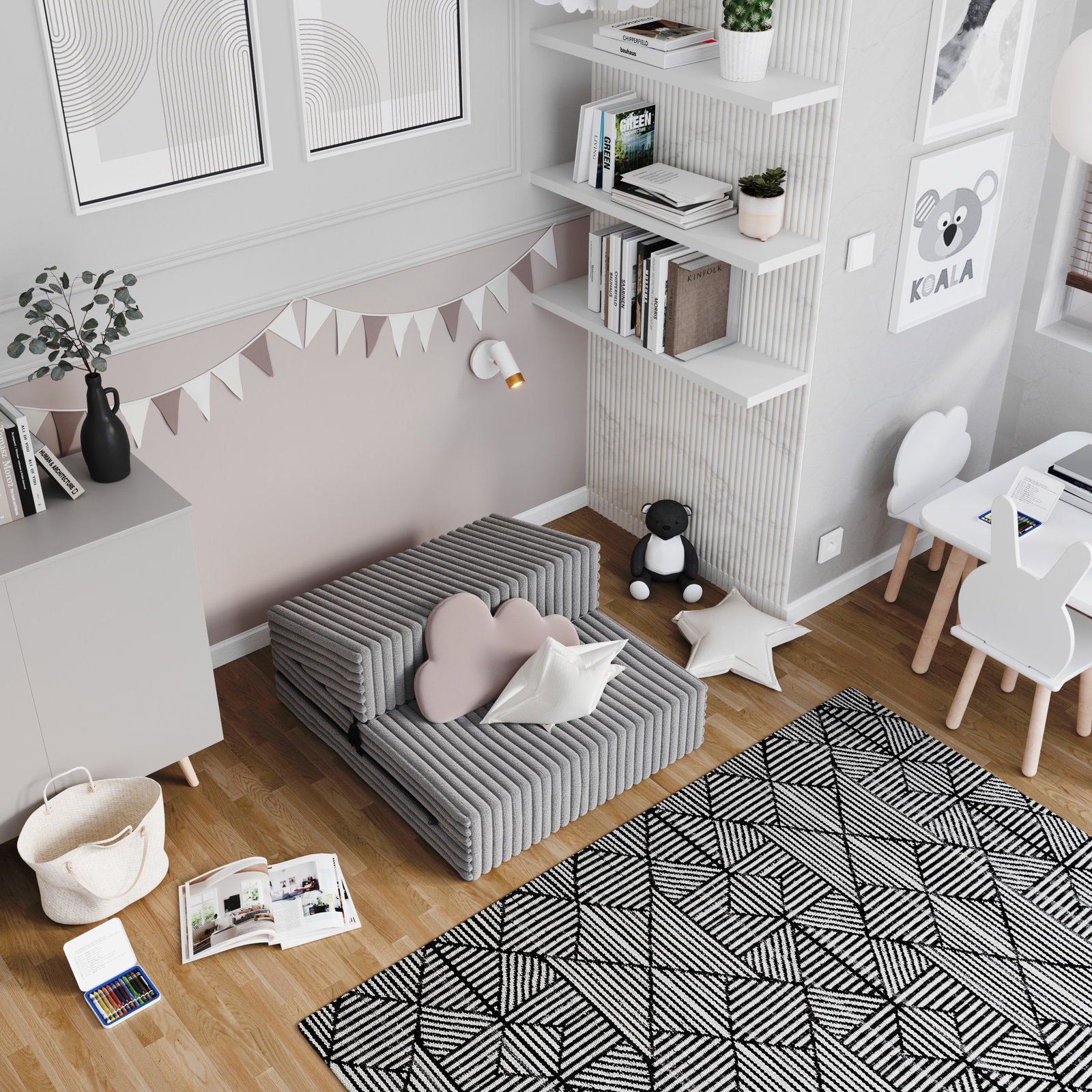 Rozkladacia pohovka SUZI TMAVO ŠEDÁ SZTRUKS 70x200 výška 9 cm