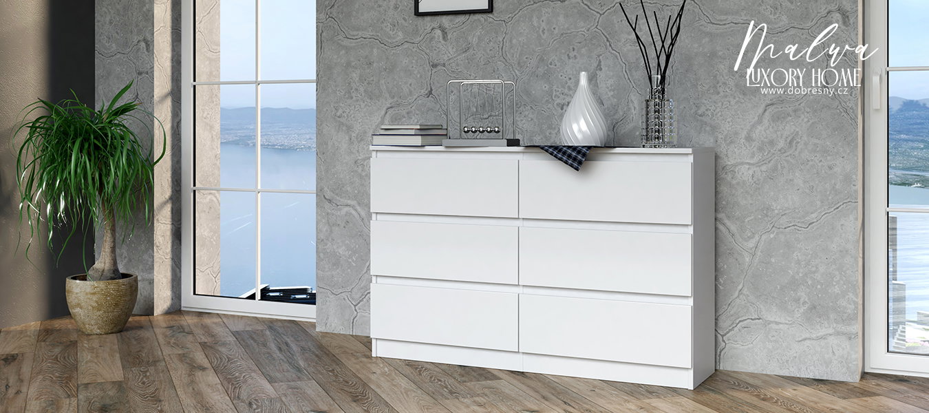 Komoda MALWA M6 120cm BIELA matná