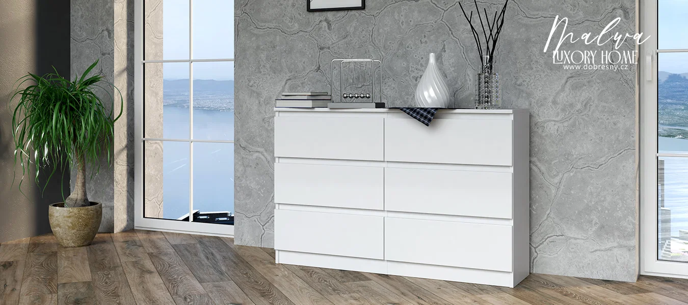 Komoda MALWA M6 120cm BÍLÁ matná