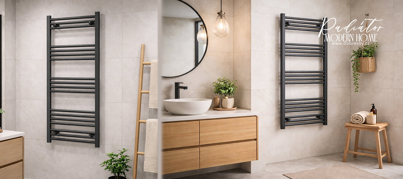 Kúpeľňový radiátor BASIC 300x1000mm, 271W - ČIERNA