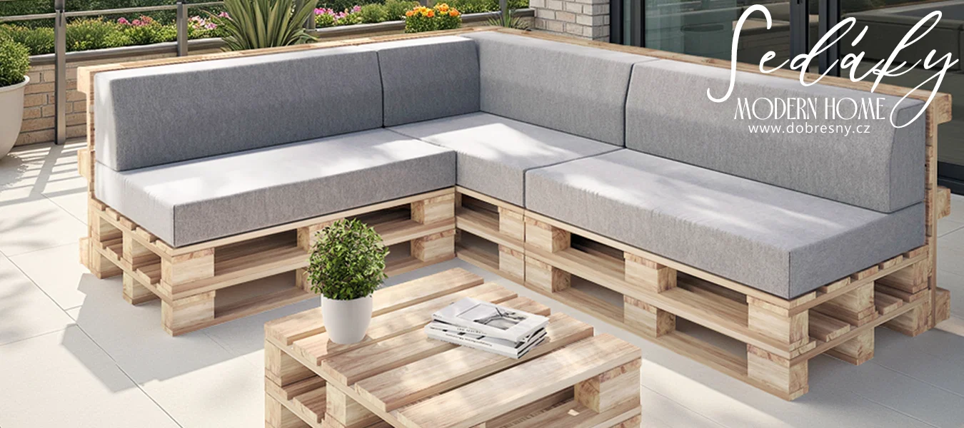 Zahradní sedák a opěrka na euro palety hydrofobní šedé 120×78 cm