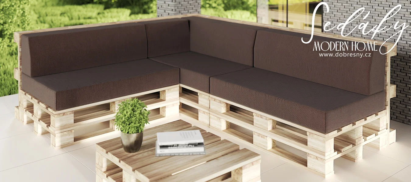 Zahradní sedák a opěrka na euro palety hydrofobní hnědé 120×78 cm