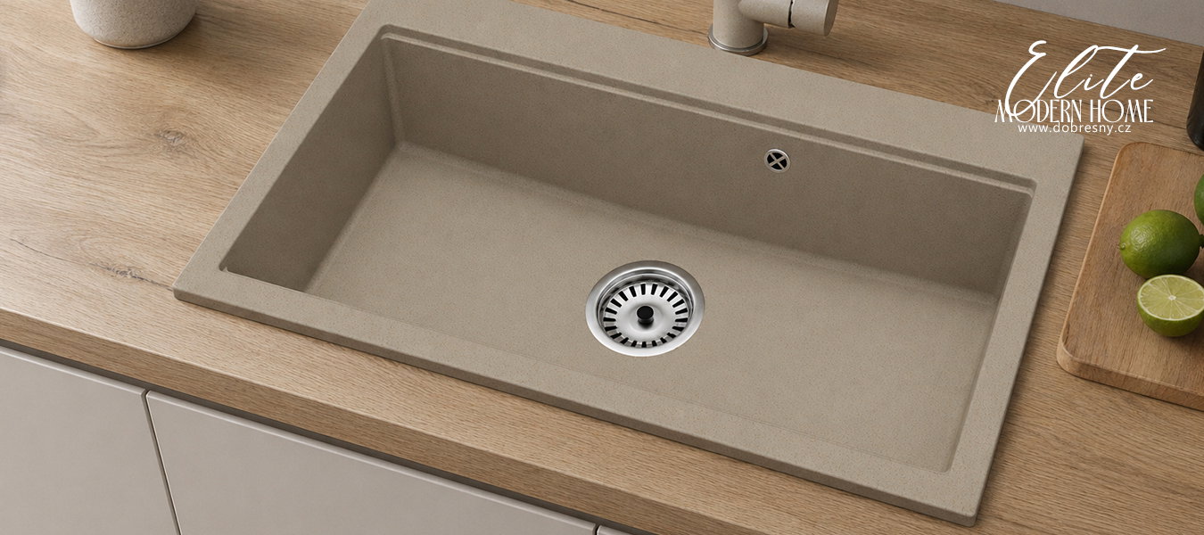Granitový dřez ELITE 90 BÉŽOVÝ 90 x 50 x 21 cm