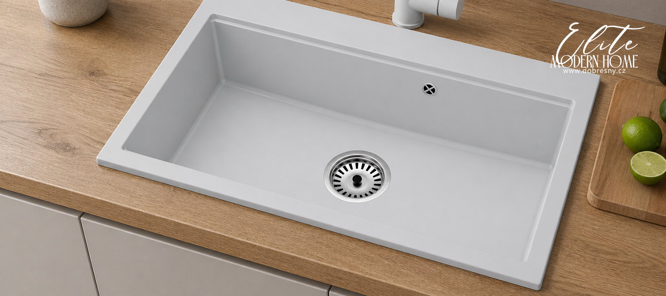 Granitový dřez ELITE 90 BIELY 90 x 50 x 21 cm