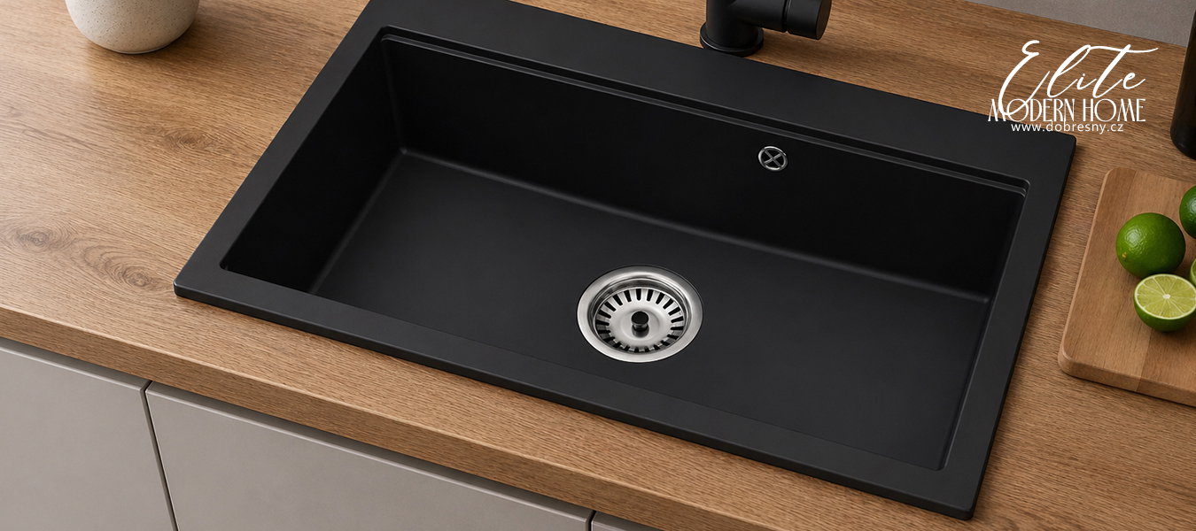 Granitový dřez ELITE 90 ČIERNY 90 x 50 x 21 cm