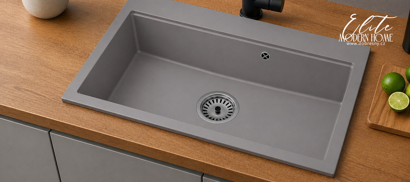 Granitový dřez ELITE 90 SIVÝ 90 x 50 x 21 cm