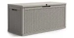 Zahradní úložný box na polstry a nářadí 340 l, šedý, voděodolný, 119×58×52 cm