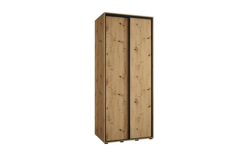 Šatní skříň DAVOS 1 s posuvnými dveřmi 100x235x45 cm DUB Artisan / černé