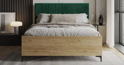 Postel SIERRA 90×200 s kovovým zdvižným roštem TRINITY Dub Craft - Zelená