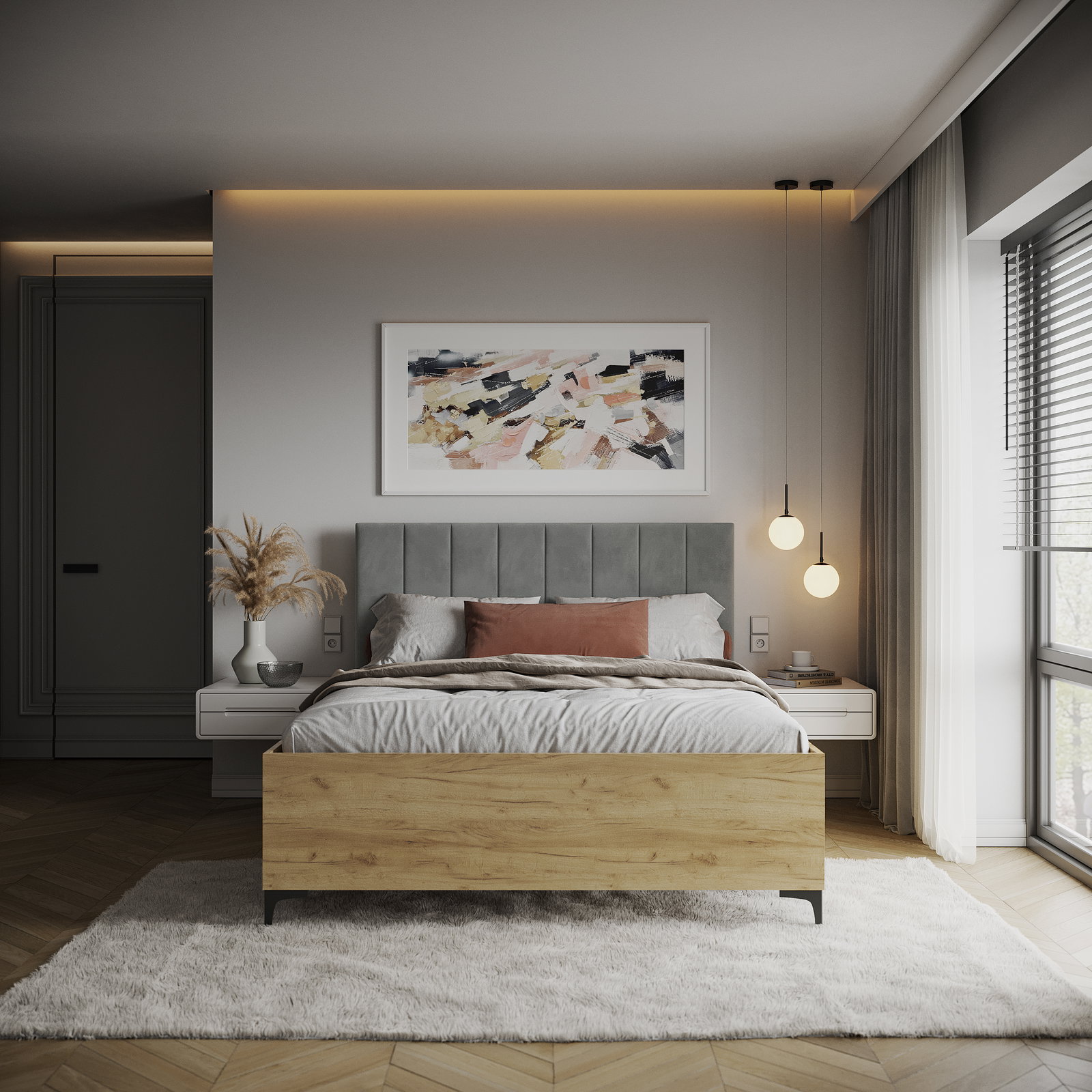 Posteľ SIERRA 120×200 s kovovým zdvíhacím roštom TRINITY Dub Craft - Sivá