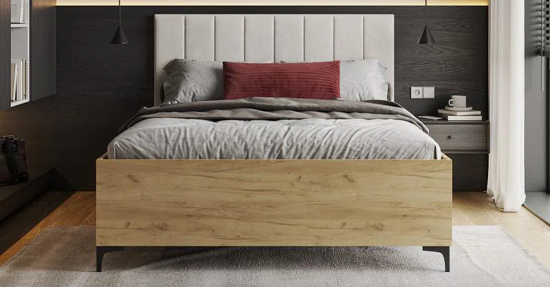 Postel SIERRA 160×200 s kovovým zdvižným roštem TRINITY Dub Craft - Bílá