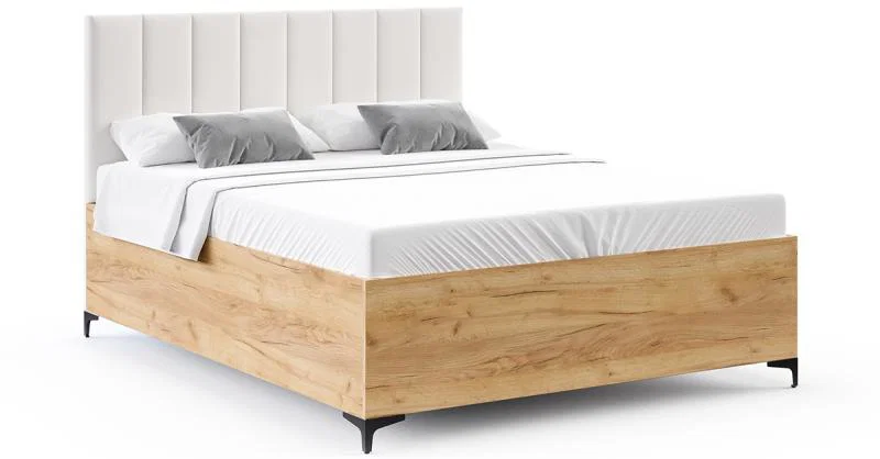 Postel SIERRA 90×200 s kovovým zdvižným roštem PARIS Dub Craft - Bílá