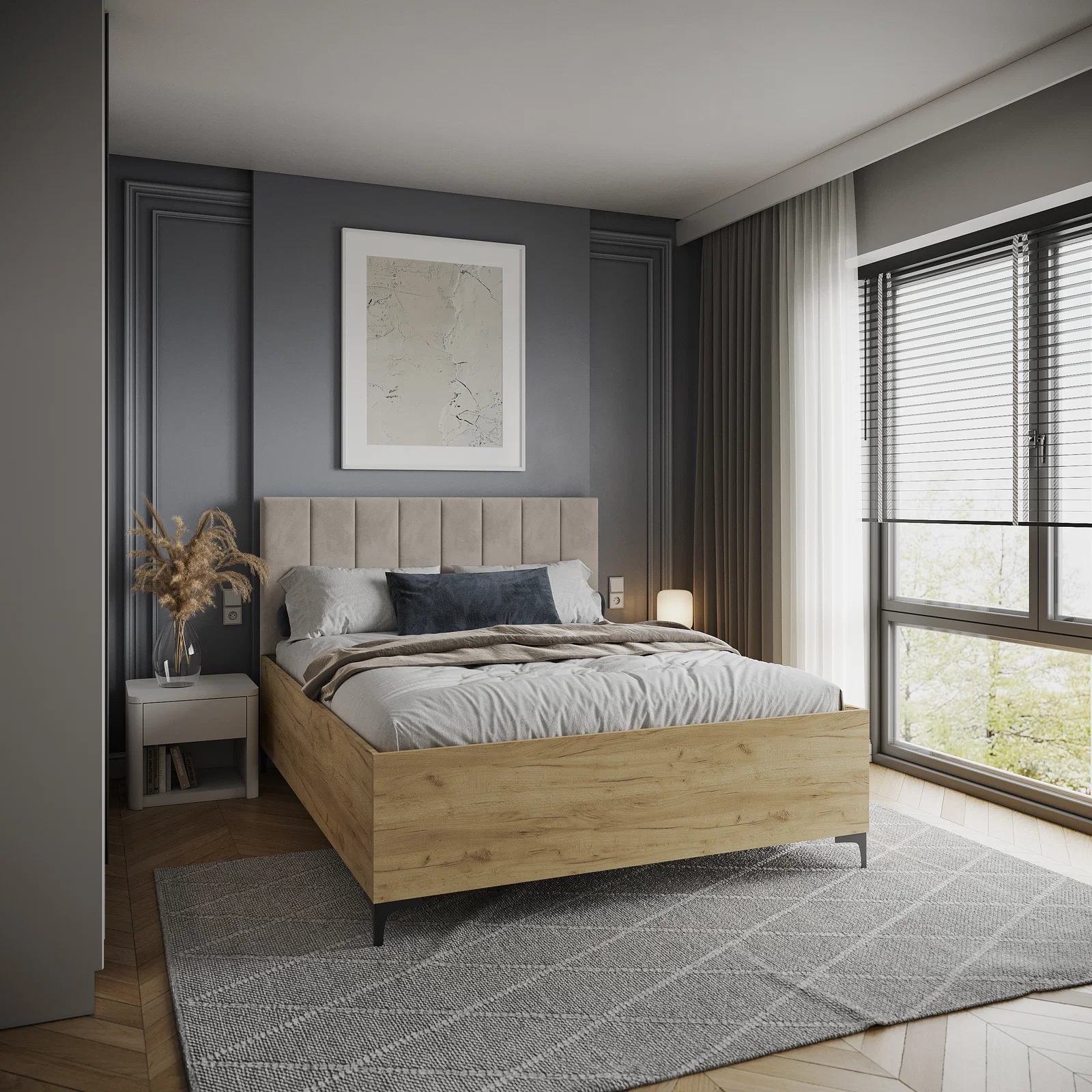 Postel SIERRA 90×200 s kovovým zdvižným roštem PARIS Dub Craft - Krémová