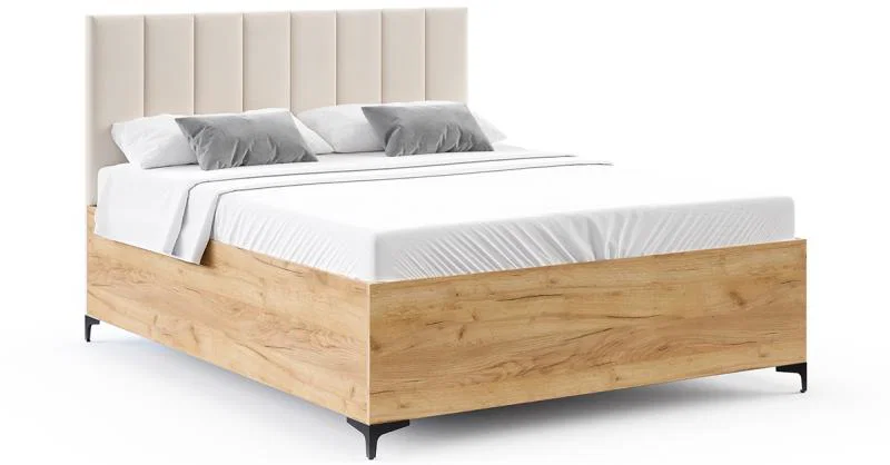 Postel SIERRA 90×200 s kovovým zdvižným roštem PARIS Dub Craft - Krémová