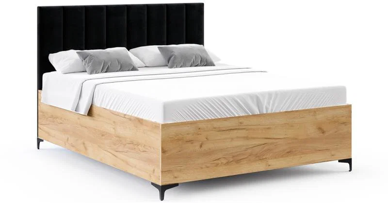 Postel SIERRA 90×200 s kovovým zdvižným roštem PARIS Dub Craft - Černá