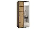Šatní skříň DAVOS 5 posuvné dvěře a zrcadlo, 100×235×45, Černá / DUB Artisan / černé