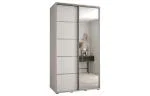 Šatní skříň DAVOS 5 posuvné dvěře a zrcadlo, 140×235×45, Bílá / stříbrné pojezdy