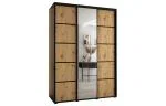 Šatní skříň DAVOS 5 posuvné dvěře a zrcadlo, 170×235×45, Černá / DUB Artisan / černé