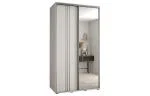 Šatní skříň DAVOS 7 posuvné dvěře a zrcadlo, 140×235×45, Bílá / stříbrné pojezdy