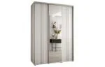 Šatní skříň DAVOS 7 posuvné dvěře a zrcadlo, 170×235×45, Bílá / stříbrné pojezdy