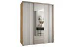 Šatní skříň DAVOS 7 posuvné dvěře a zrcadlo, 200×235×45, DUB Artisan / bílá / stříbrné