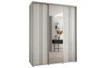 Šatní skříň DAVOS 7 posuvné dvěře a zrcadlo, 200×235×45, Bílá / stříbrné pojezdy