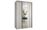 Šatní skříň DAVOS 7 posuvné dvěře a zrcadlo, 160×235×45, Bílá / stříbrné pojezdy