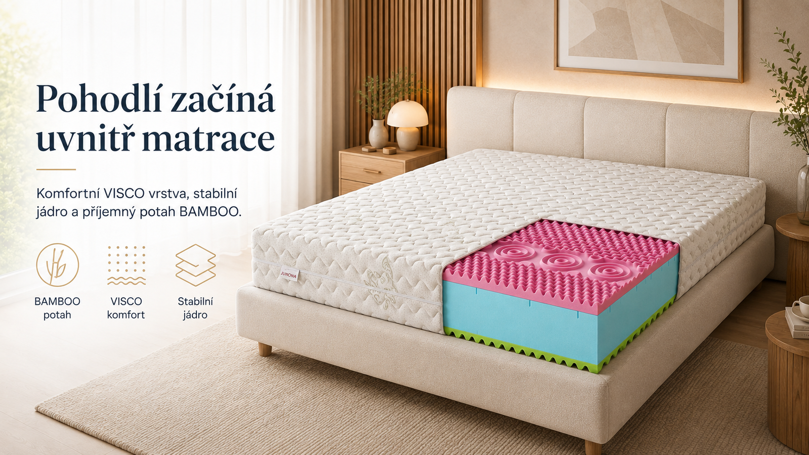 Penový matrac JUNONA BAMBOO 90x200x31cm