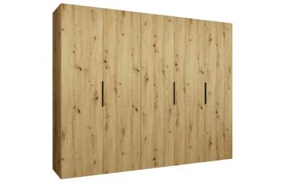 Šatní skříň MARBELLA 1 otočné dveře, tyč, police, 250×202×52, DUB Artisan / černé