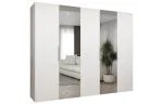 Šatní skříň se zrcadlem MARBELLA 2, otočné dveře, tyč, 250×202×52, bílá mat / kašmírové