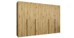 Šatní skříň ALICANTE 1, 300×202×52cm | Dub Artisan / Černé úchyty