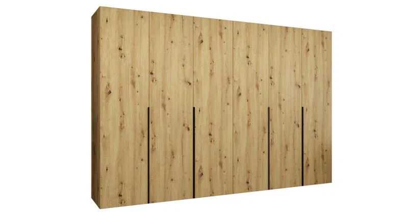 Šatní skříň ALICANTE 1, 300×202×52cm | Dub Artisan / Černé úchyty