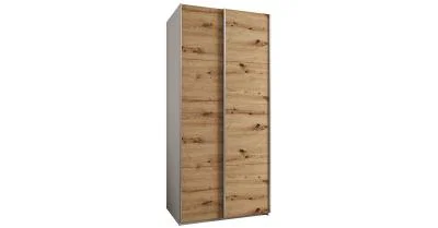 Šatní skříň LUX 1 s posuvnými dveřmi, 100×245,5×64 Bílá / dub Artisan / stříbrné