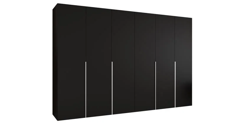 Šatní skříň ALICANTE 1, 300×202×52cm | Černá / Kašmírové úchyty