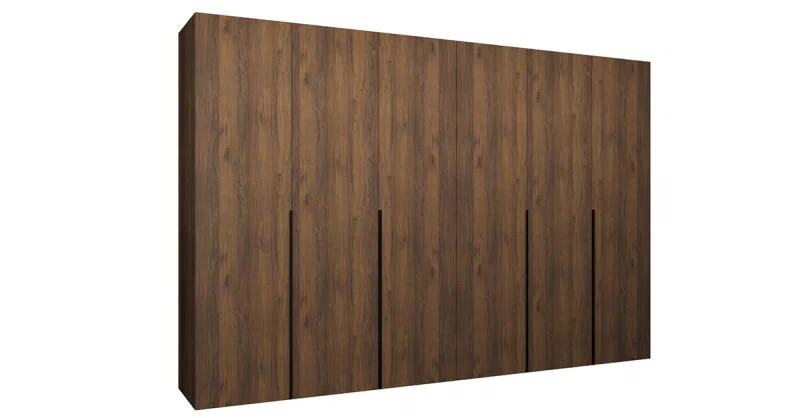 Šatní skříň ALICANTE 1, 300×202×52cm | Ořech / Černá úchyty