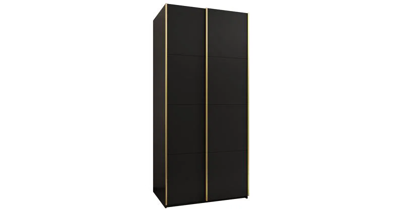 Šatní skříň LUX 1 s posuvnými dveřmi, 120×245,5×64 Černá / zlaté